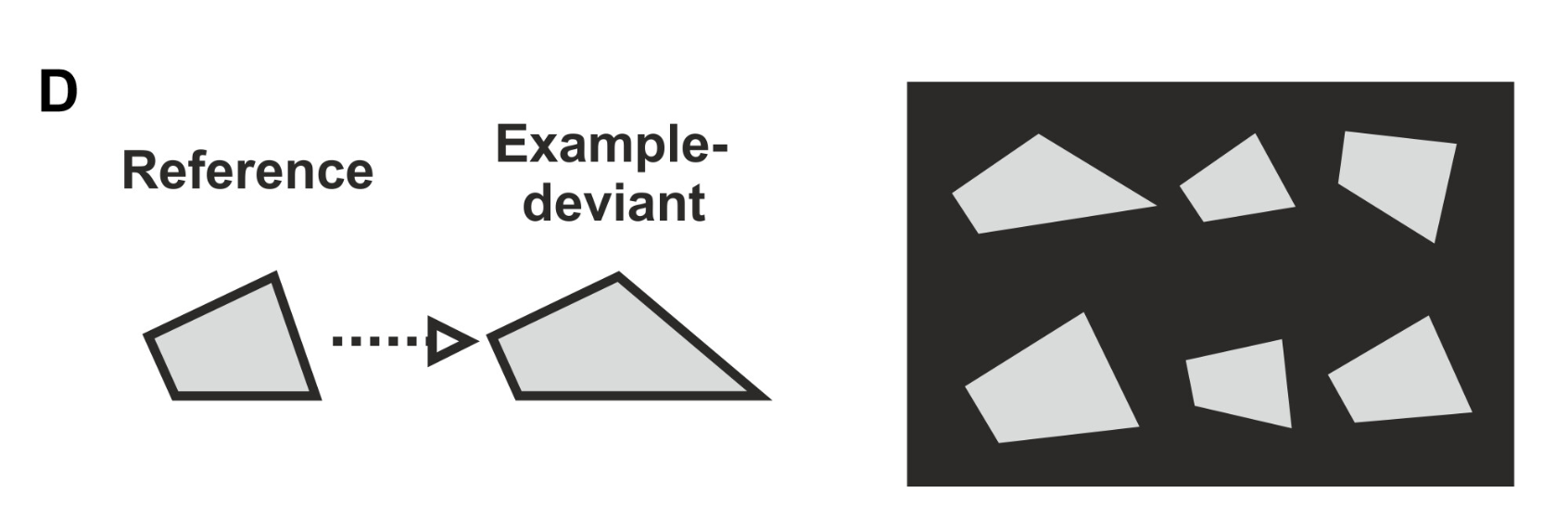 diagram shows an array of six irregular quadrilaterals. five of them have the same angles and side length ratios as each other, but are shown at different rotations.